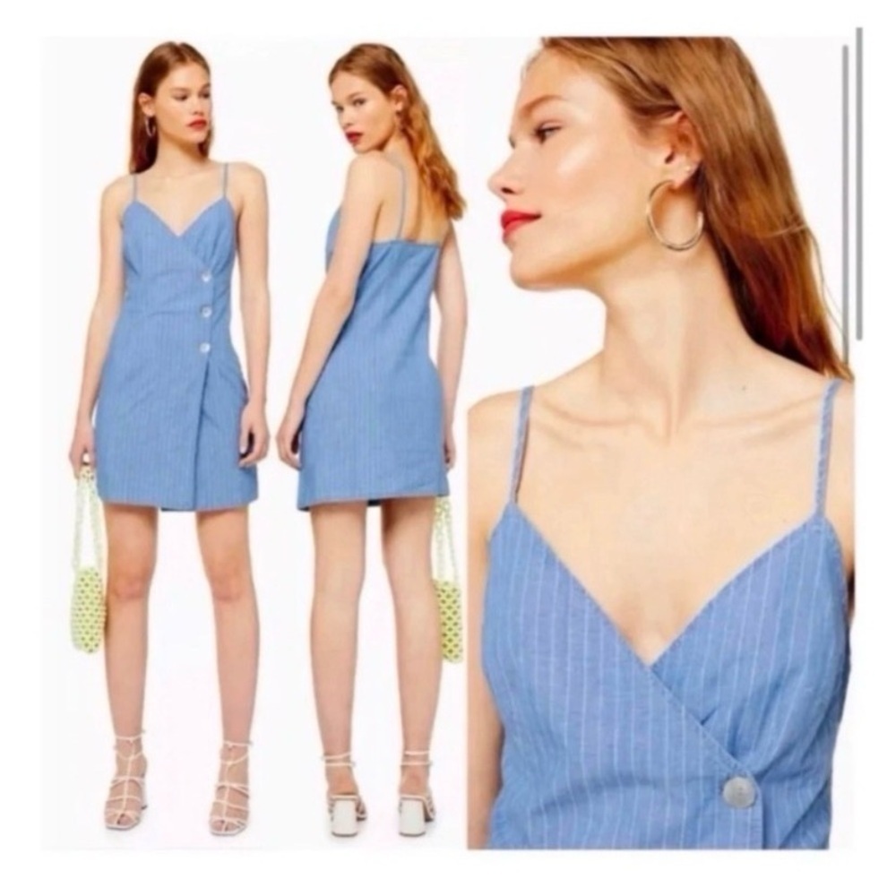 TOPSHOP Chambray Striped Mini Dress - Picture 3 of 9
